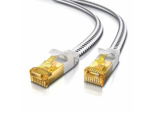 4062861010211 - Primewire Flachbandpatchkabel CAT 7 mit Baumwollummantelung - Gigabit Ethernet LAN Kabel - 10 Gbit s - U FTP PIMF Schirmung - Netzwerkkabel - 30m