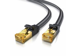 4062861010334 - Primewire Flachbandpatchkabel CAT 7 mit Baumwollummantelung - Gigabit Ethernet LAN Kabel - 10 Gbit s - U FTP PIMF Schirmung - Netzwerkkabel - 30m