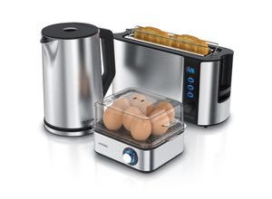 4062861057353 - Arendo Frühstücks-Set in silber - Wasserkocher   Toaster   Eierkocher