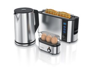 4062861057407 - Arendo Frühstücks-Set in silber - Wasserkocher   Toaster   Eierkocher