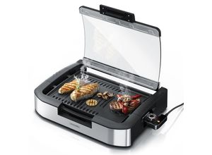 4062861072400 - Arendo Gourmet Tischgrill mit Glasabdeckung - Elektrogrill - Barbecue - für Steaks Würstchen Fisch Meeresfrüchte Gemüse Pilze uvm