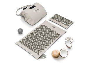 4062861072899 - MyBeo Akupressurmatte im Set mit Matte Kissen und Massageball inkl Transporttasche Beige