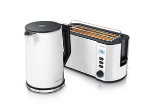 4062861804179 - Arendo Frühstücks-Set Wasserkocher 15L mit Temperatureinstellung 4-Scheiben Toaster Langschlitz Weiß