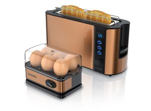 4062861804254 - Arendo Frühstücks-Set 2-teilig 6er Eierkocher SIXCOOK 2-Scheiben Langschlitz Toaster Kupfer