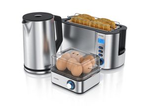 4062861804483 - Arendo Frühstücks-Set 8er Eierkocher EIGHTCOOK Wasserkocher 15l 4-Scheiben Toaster Langschlitz Silber