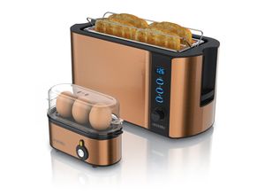 4062861804520 - Arendo Frühstücks-Set 2-teilig 4 Scheiben Langschlitz-Toaster 1500W 3er Eierkocher Kupfer