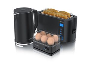 4062861806883 - Arendo Frühstücks-Set Wasserkocher 15l 4-Scheiben Toaster 6er Eierkocher Schwarz