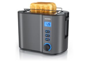 4062861808467 - Arendo MANHA Toaster mit Restzeitanzeige 2 Toastschlitze integrierter Brötchenaufsatz 6 Stufen Auftaufunktion 800W Grau