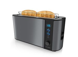 4062861808924 - Arendo Toaster Langschlitz für 2 Scheiben 1000 W Brötchenaufsatz Wärmeisoliert Display grau