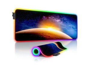 4062861808986 - CSL RGB Gaming Mauspad Gaming Mauspad - 800 x 300 mm XL Mousepad - LED Multi Color Stars & Mars