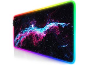 4062861812518 - RGB Gaming Mauspad Mousepad XL 800 x 300mm verbessert Präzision & Geschwindigkeit Galaxie Blau