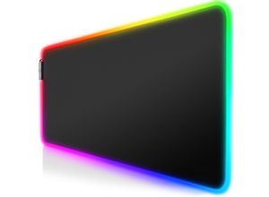 4062861812655 - RGB Gaming Mauspad Mousepad XL 800 x 300mm verbessert Präzision & Geschwindigkeit schwarz