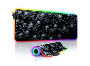 4062861812679 - RGB Gaming Mauspad Mousepad XL 800 x 300mm verbessert Präzision & Geschwindigkeit Skulls