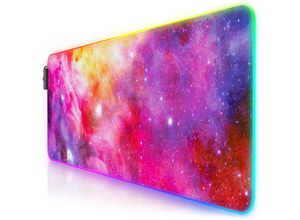 4062861812686 - RGB Gaming Mauspad Mousepad XL 800 x 300mm verbessert Präzision & Geschwindigkeit Farbige Galaxie