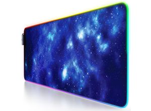 4062861812709 - RGB Gaming Mauspad Mousepad XL 800 x 300mm verbessert Präzision & Geschwindigkeit Blaue Sterne