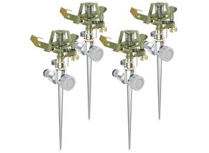 4062861823033 - 4x Kreisregner Intervall-Sprinkler Rasensprenger mit Pulsation 360° Impulsregner für Flächen bis 450 m² Rasensprinkler 12m Reichweite Gardena kompatibel