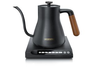 4062861826003 - Arendo Wasserkocher aus Edelstahl mit Temperatureinstellung Griff aus Echt Holz Retro 05 l 1000 W Temperaturwahl 40° - 100° Warmhaltefunktion 30 Min Teekocher