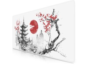 4062861826072 - Gaming Mauspad XXL Speed Gaming Mousepad 900x400 mm Deskpad rutschfest & abwaschbare Rückseite für Speed & Präzision Japan Ink Painting