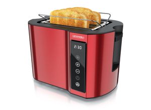 4062861826201 - Arendo Toaster Wärmeisoliertes Doppelwandgehäuse Display mit Restzeitanzeige 2 kurze Schlitze für 2 Scheiben 800 W Touchpanel Brötchenaufsatz 7 Bräunungsgrade Brotscheibenzentrierung
