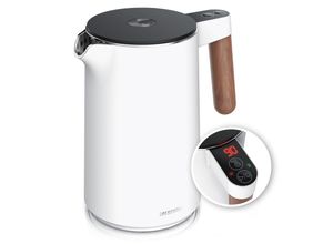 4062861826638 - Arendo Wasserkocher Edelstahl Doppelwand Temperatureinstellung 40° - 100 °C mit Anzeige 15 l 2200 W Warmhaltefunktion 360° Basis mit Holzgriff BPA-frei