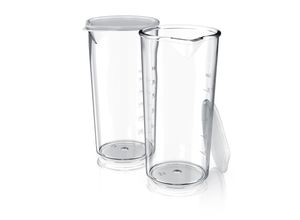 4062861834336 - Arendo 2x Messbecher mit Deckel 600ml 20 Unzen Klarsichtbecher Mixbecher aus Kunststoff Kunststoff (2-St) ideal für elektrische Handmixer Stabmixer & Handrührer