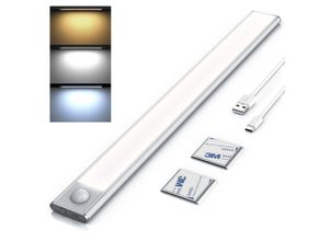 4062861835401 - LED Unterschrankleuchte mit Bewegungsmelder Akku 3 Lichtfarben Warmweiß Neutralweiß Kaltweiß dimmbar SMD LED Unterbau und Nachtlicht inklusive Wandhalterung