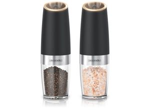 4062861836859 - Arendo Salz Pfeffermiihle Elektrische Salzmiihle & Pfeffermihhle stufenlos einstellbar Batteriebetrieben (2 Stiick) Edelstahl Keramikmahlwerk 2er LED Kippsensor