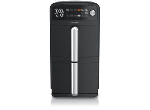 4062861837603 - Arendo Heißluftfritteuse mit 2 Kammern Übereinander XXL Doppelkammer Airfryer 11L Dual Zone 2400 W mit Zubehör Umluft Backofen Edelstahl fettarmes gesundes Kochen