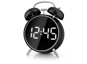 4062861838006 - Wecker Digital rund Lichtring Retro lauter Glockenalarm für Tiefschläfer Einfache Bedienung Zeit und Datum Beleuchtet ohne Ticken Vintage