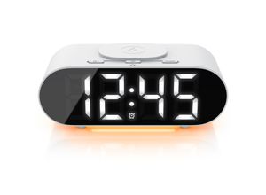 4062861838013 - Wecker mit Netzteil & Akku 3 Alarmzeiten mit Beleuchtung & QI Ladefunktion Schlummerfunktion Kabelloses Laden Wireless Charger Akustiksteuerung 4062861838013 - Wecker mit Netzteil & Akku 3 Alarmzeiten mit Beleuchtung & QI Ladefunktion Schlummerfunktion Kabelloses Laden Wireless Charger Akustiksteuerung