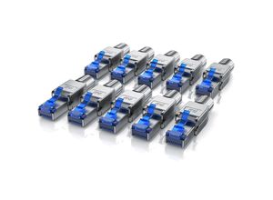 4062861841600 - Primewire 10x Netzwerk-Adapter RJ-45 (Ethernet) zu Netzwerkkabel Netzwerkstecker RJ45 CAT 8 - Gigabit Ethernet LAN Kabel - 40 Gbit s silber