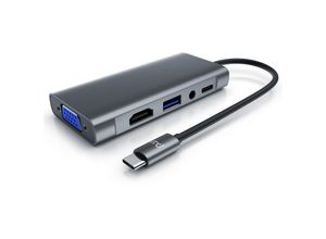 4062861842645 - Primewire 5 in 1 USB 32 Gen1 Typ C Hub zu VGA Adapter 4K HDMI + USB Typ A + Typ C PD Ladeport für Macbook Laptop etc