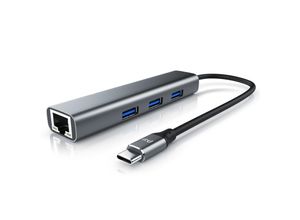 4062861843727 - Primewire - USB C HUB mit RJ45 Ethernet - 10 100 1000 Mbit s - Gigabit Ethernet LAN Network Adapter - 3 x USB 32 Gen1 A Ports - Notebook