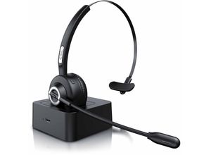 4062861844199 - CSL - kabelloses Headset mit Ladestation - Mono Bluetooth Headset mit Mikrofon - USB Ladeport - Multipoint Rauschunterdrückung - leicht