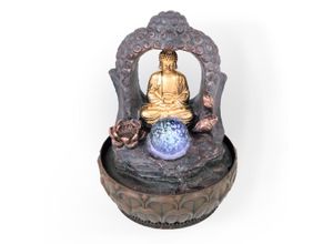 4062961005490 - Lemodo Zimmerbrunnen mit LED-Beleuchtung Dekobrunnen “Buddha mit Lotusblüte” für die Wohnung