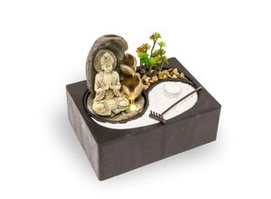 4062961005568 - Zimmerbrunnen mit LED-Beleuchtung und Buddha Feng Shui Dekobrunnen mit kleinem ZEN Garten