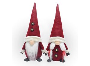 4062961010470 - Lemodo 2er Set Wichtel 50 cm hoch Weihnachtswichtel Duo in weihnachtlichem Rot