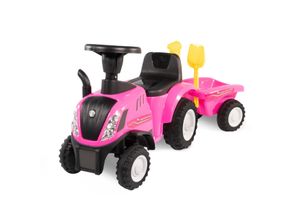 4062961011408 - Lemodo Rutschauto Traktor New Holland mit Anhänger pink