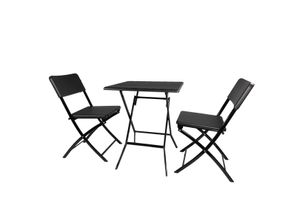 4062961013778 - Klappbares Balkonmöbel Set 3-teilig 2x Balkonstühle + 1x Balkontisch Rattan-Optik