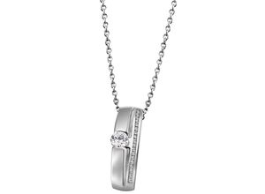 4063009040855 - Kette mit Anhänger FIRETTI Schmuck Geschenk Silber 925 Halsschmuck Halskette Ankerkette Solitär Halsketten Gr Silber 925 (Sterlingsilber) Länge 45 cm Breite 12 mm silberfarben (silberfarben kristallweiß) Damen Ketten mit Anhänger Zirkonia (synth)