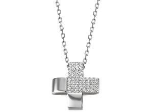 4063009209917 - Kette mit Anhänger FIRETTI Schmuck Geschenk Silber 925 Halsschmuck Halskette Ankerkette Kreuz Halsketten Gr Silber 925 (Sterlingsilber) Länge 45 cm bunt (silberfarben weiß) Damen Ketten mit Anhänger Zirkonia (synth)