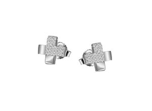 4063009209924 - Paar Ohrstecker FIRETTI Schmuck Geschenk Silber 925 Ohrschmuck Kreuz Ohrringe Gr Silber 925 (Sterlingsilber) bunt (silberfarben weiß kristallweiß) Damen mit Zirkonia (synth)