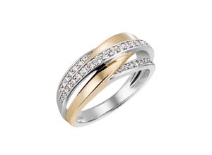 4063009236616 - Fingerring FIRETTI Schmuck Geschenk Silber 925 Silberring vergoldet glitzernd Fingerringe Gr 54 Silber 925 (Sterlingsilber) 33 mm goldfarben (silberfarben gelbgoldfarben kristallweiß kristallweiß) Damen Fingerringe mit Zirkonia (synth)