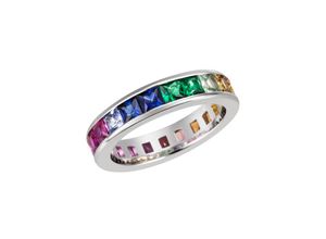 4063009405371 - Fingerring FIRETTI Schmuck Geschenk Silber 925 Silberring Regenbogen Fingerringe Gr 54 Silber 925 (Sterlingsilber) 45 mm bunt (silberfarben blau grün gelb orange rot rosa pink pink) Damen Fingerringe mit Zirkonia (synth)