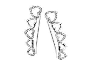 4063009405838 - Paar Ohrhänger FIRETTI Schmuck Geschenk Silber 925 Ohrschmuck Ohrhaken Ear Cuffs Herz Ohrringe Gr Silber 925 (Sterlingsilber) silberfarben (silberfarben kristallweiß kristallweiß) Damen mit Zirkonia (synth)