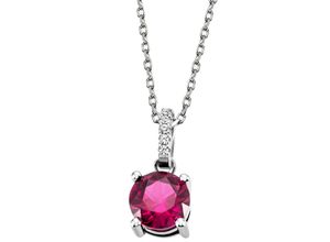 4063009423412 - Kette mit Anhänger FIRETTI Schmuck Geschenk Silber 925 Halsschmuck Halskette Ankerkette Halsketten Gr Silber 925 (Sterlingsilber) Länge 45 cm Breite 12 mm pink (silberfarben kristallweiß duneklrot) Damen Ketten mit Anhänger Zirkonia (synth)