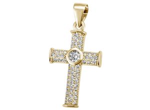 4063009709875 - Ketten-Anhänger FIRETTI Schmuck Geschenk Silber 925 Halsschmuck Anhänger Kreuz Schmuckanhänger Gr Silber 925 (Sterlingsilber) 160 g goldfarben (gelbgoldfarben kristallweiß kristallweiß) Damen mit Zirkonia (synth)