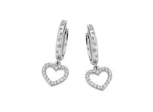 4063009709936 - Paar Creolen FIRETTI Schmuck Geschenk Silber 925 Herz Ohrringe Gr Silber 925 (Sterlingsilber) silberfarben (silberfarben kristallweiß kristallweiß) Damen mit Zirkonia (synth)