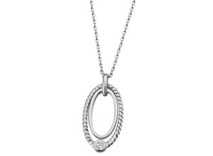 4063009847362 - Kette mit Anhänger FIRETTI Schmuck Geschenk Silber 925 Halsschmuck Halskette Ankerkette Oval Halsketten Gr Silber 925 (Sterlingsilber) Länge 45 cm Breite 11 mm silberfarben (silberfarben kristallweiß) Damen Ketten mit Anhänger Zirkonia (synth)