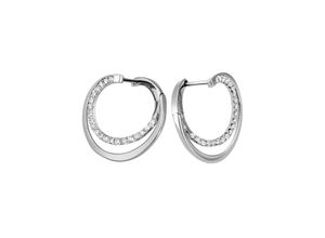 4063009847645 - Paar Creolen FIRETTI Schmuck Geschenk Silber 925 Ohrschmuck geschwungen glitzernd Ohrringe Gr Silber 925 (Sterlingsilber) silberfarben (silberfarben kristallweiß kristallweiß) Damen Creolen mit Zirkonia (synth)